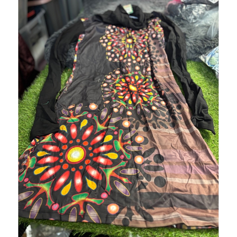 Smash! Sweater Dress Abstract Floral Print Long Sleeve‎